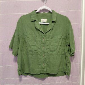 Over-Sized Crop Top Button Up